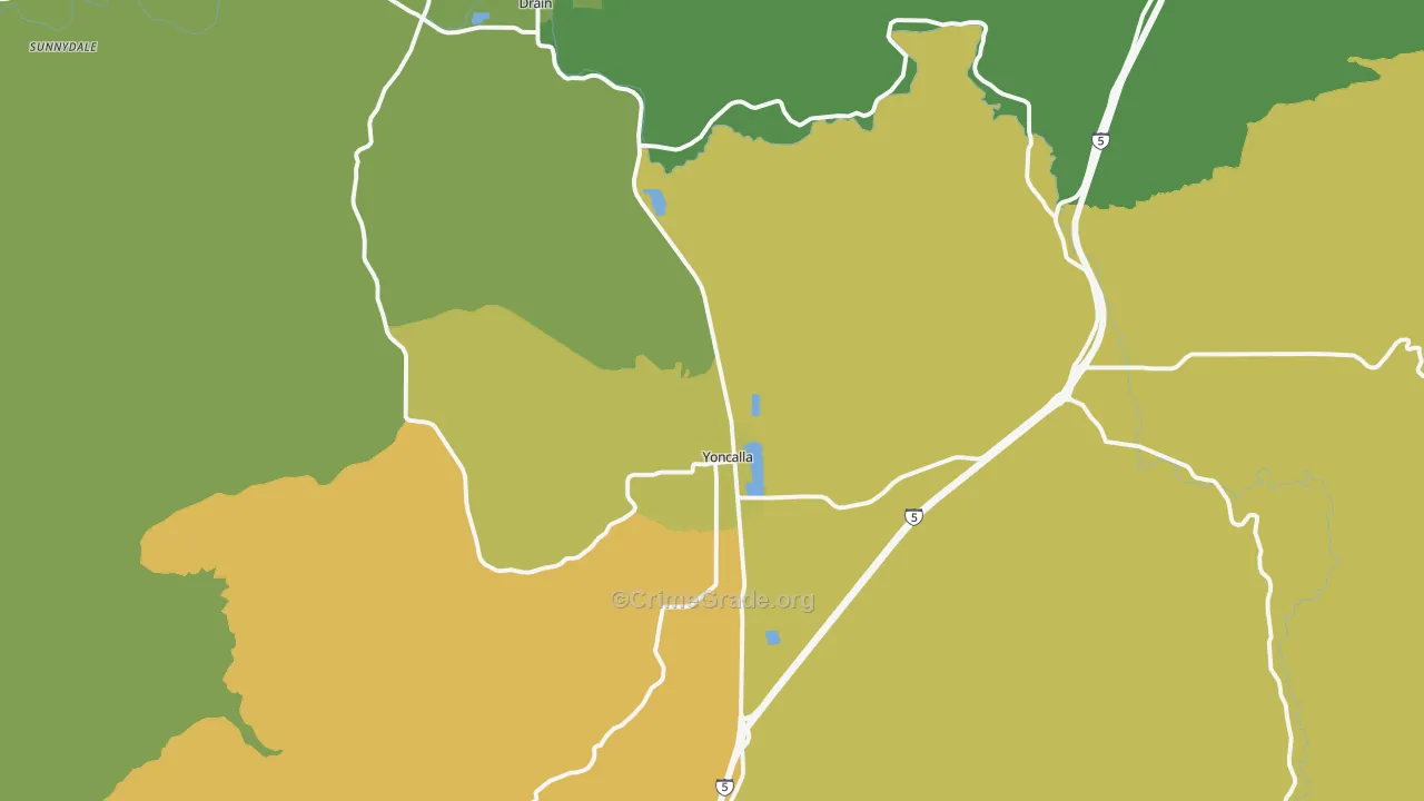 Yoncalla, OR Map of Vandalism Rates