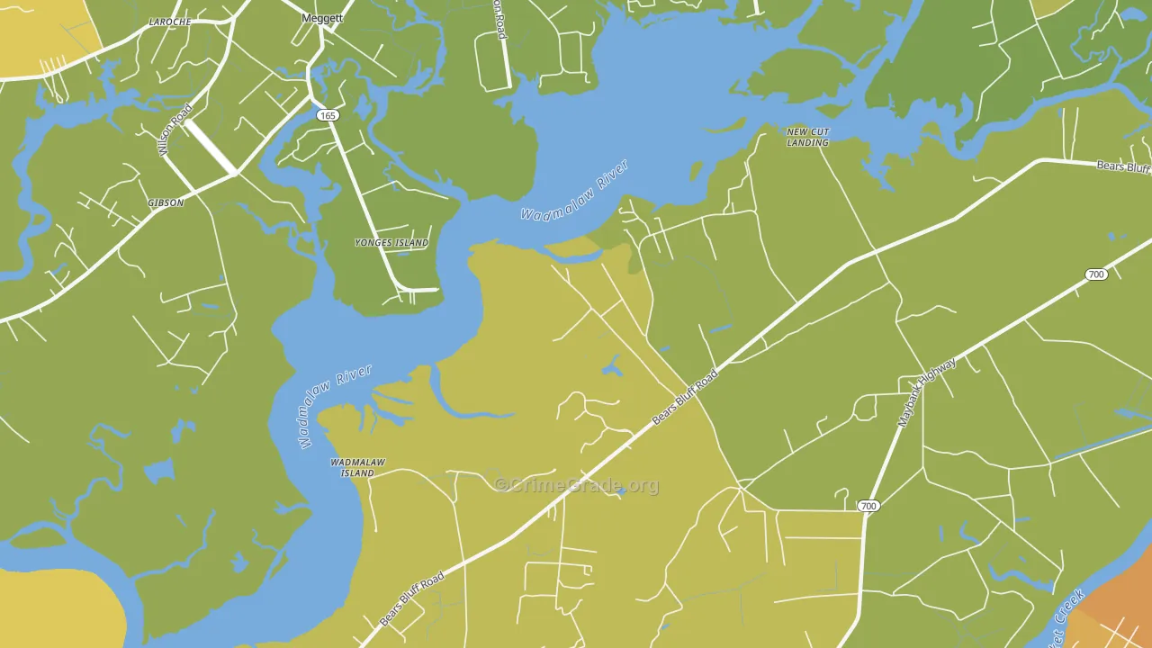 Yonges Island, SC Map of Vandalism Rates
