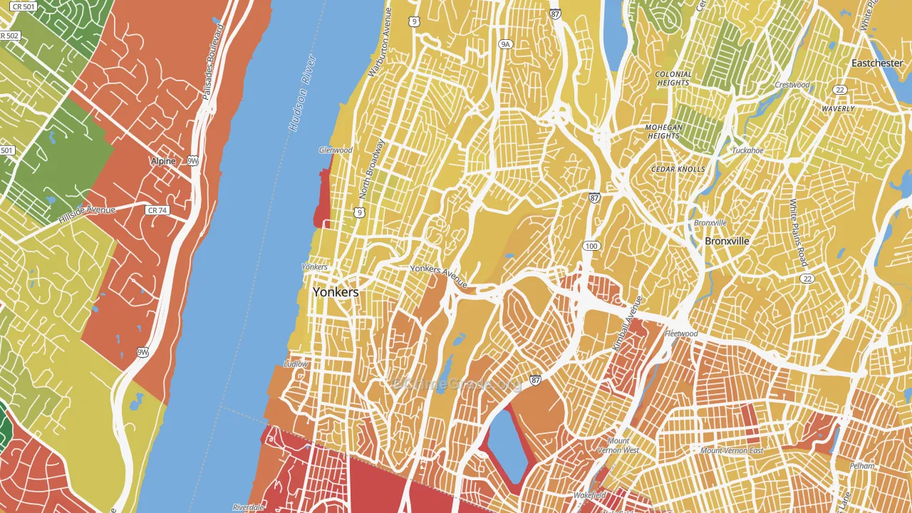 Yonkers, NY Map of Vandalism Rates