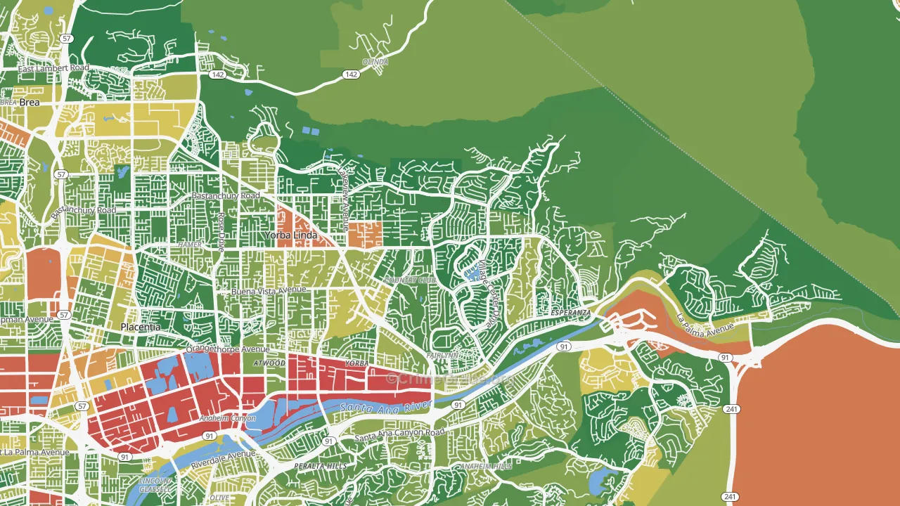 Yorba Linda, CA Map of Vandalism Rates