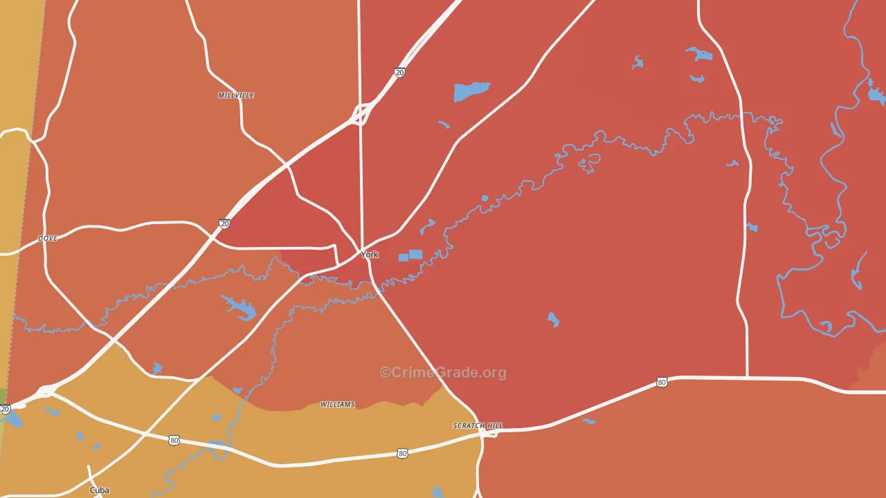 York, AL Map of Vandalism Rates