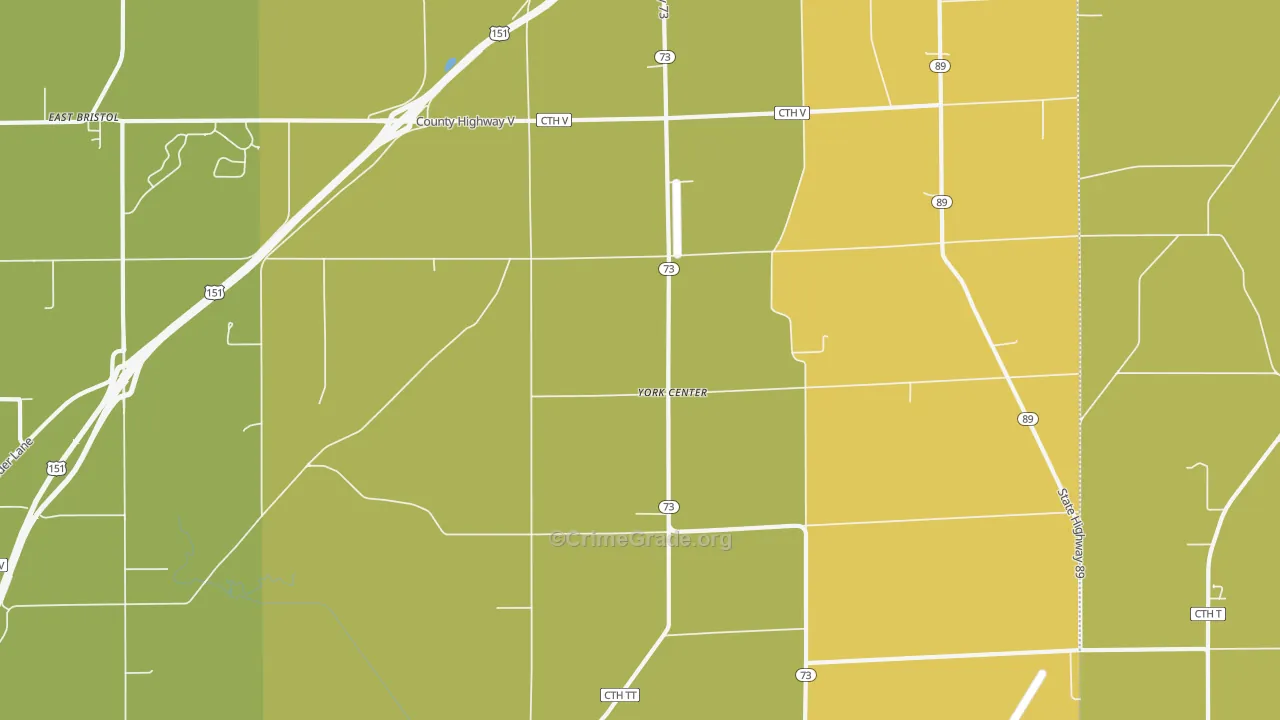 York Center, WI Map of Vandalism Rates