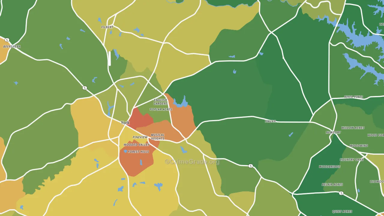 York, SC Map of Vandalism Rates
