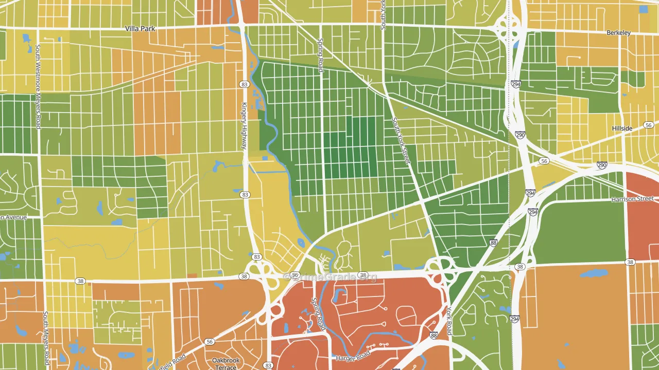 Yorkfield, Elmhurst, IL Map of Vandalism Rates