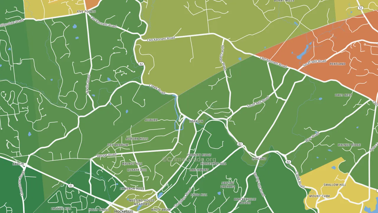 Yorklyn, DE Map of Vandalism Rates