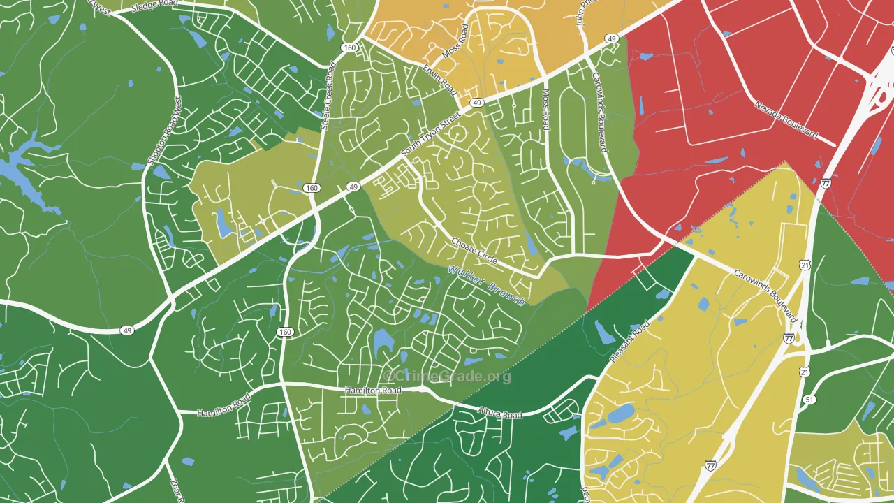Yorkshire, Charlotte, NC Map of Vandalism Rates