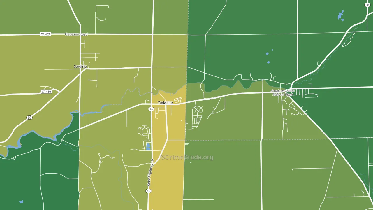 Yorkshire, NY Map of Vandalism Rates
