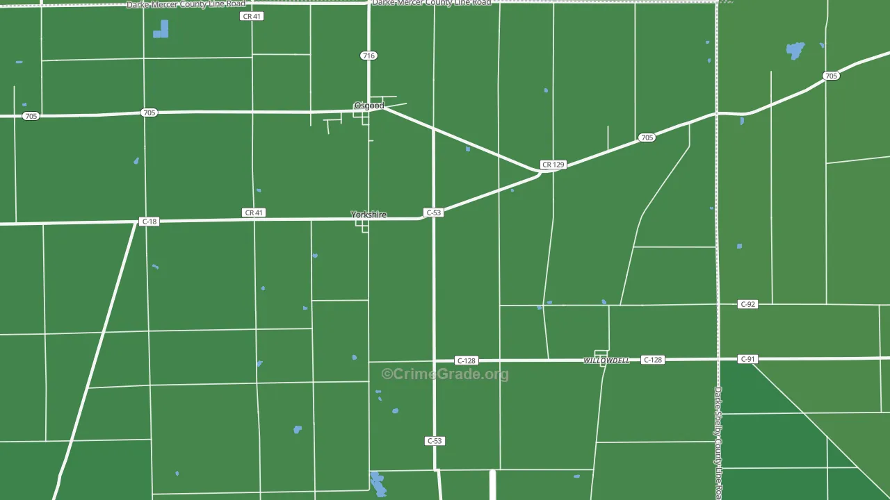 Yorkshire, OH Map of Vandalism Rates