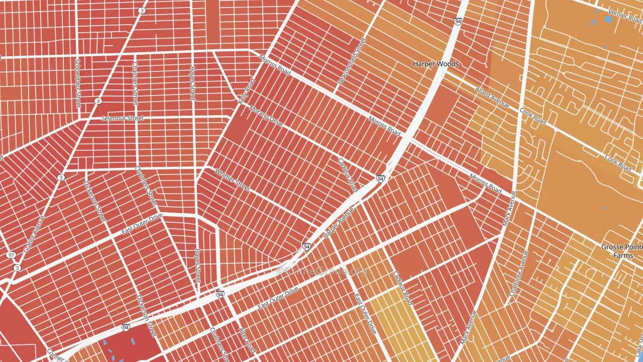 Yorkshire Woods, Detroit, MI Map of Vandalism Rates