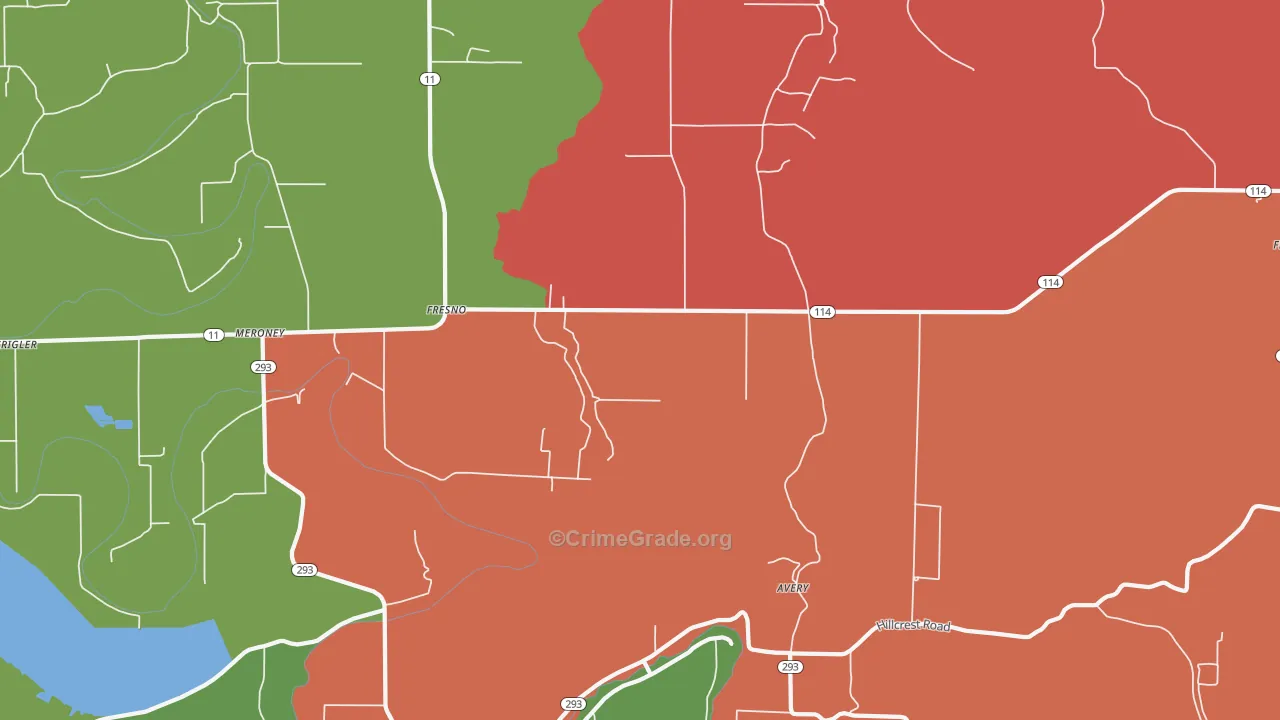 Yorktown, AR Map of Vandalism Rates