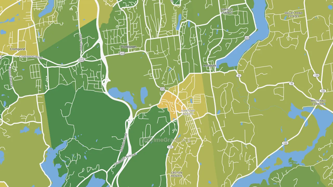 Yorktown Heights, NY Map of Vandalism Rates