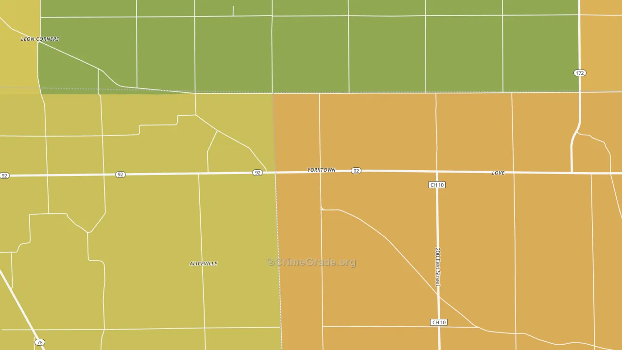 Yorktown, IL Map of Vandalism Rates