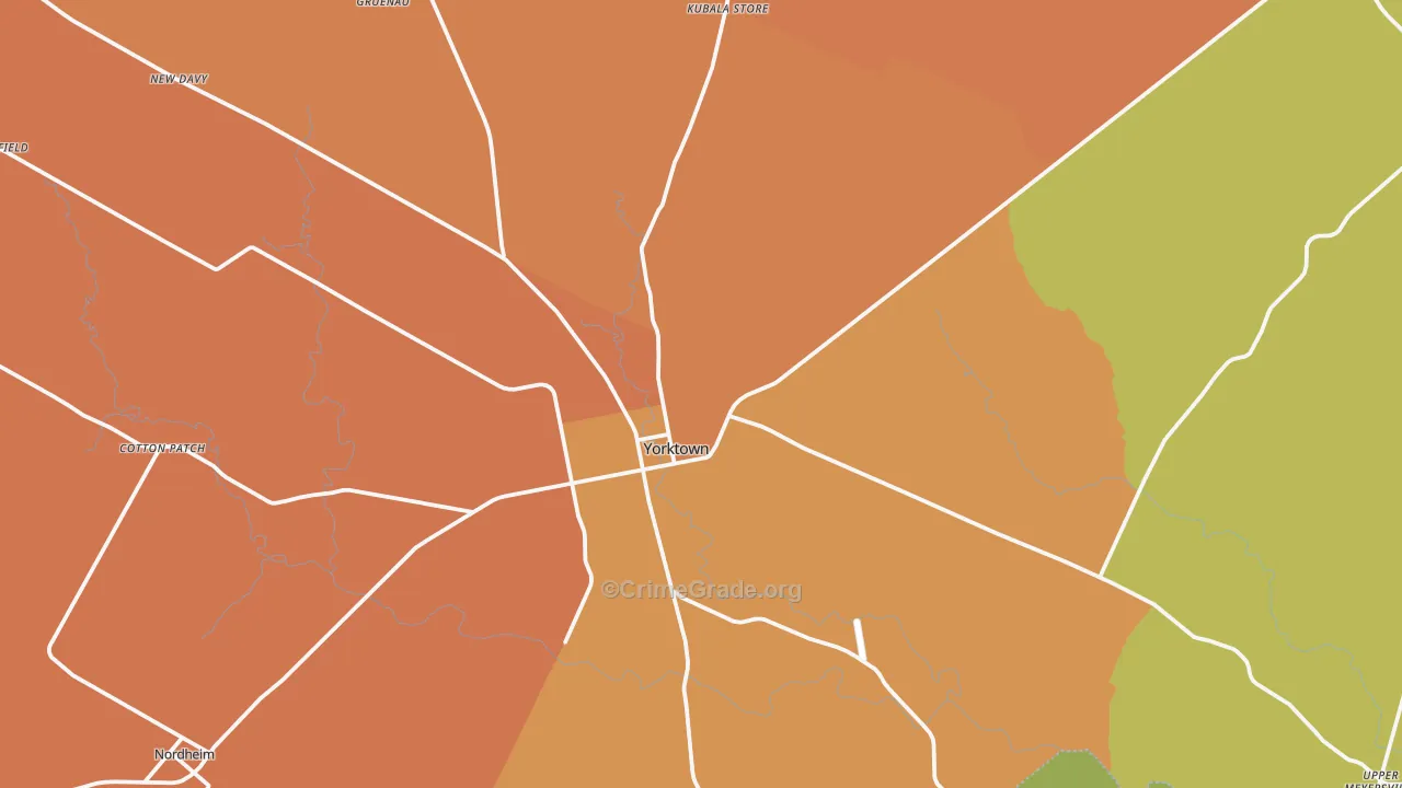 Yorktown, TX Map of Vandalism Rates