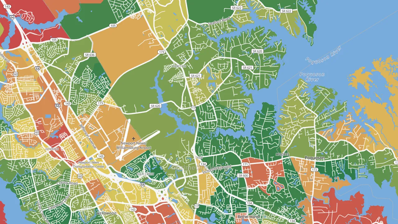 Yorktown, VA Map of Vandalism Rates