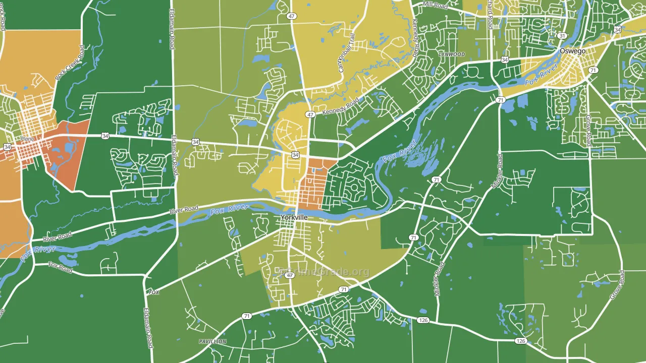 Yorkville, IL Map of Vandalism Rates