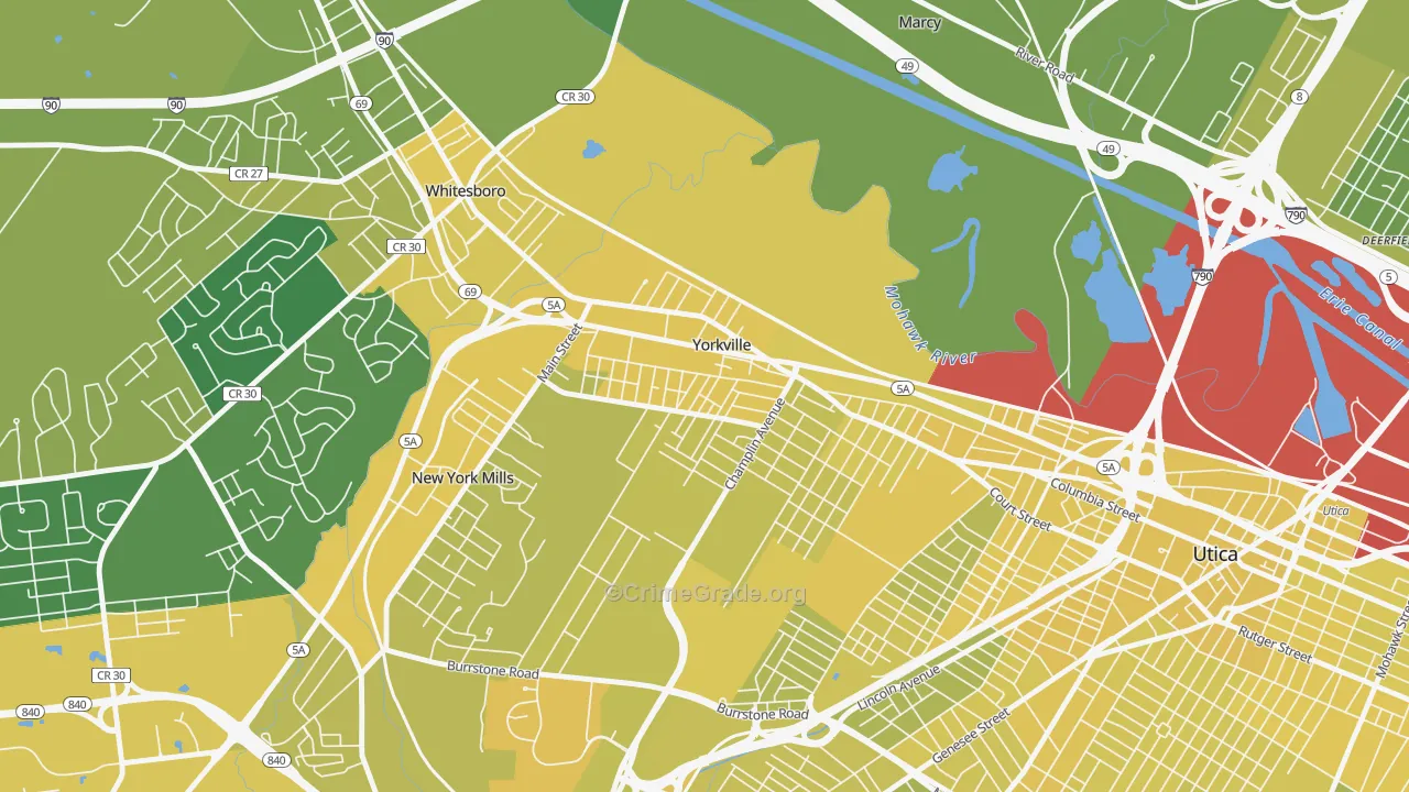 Yorkville, NY Map of Vandalism Rates