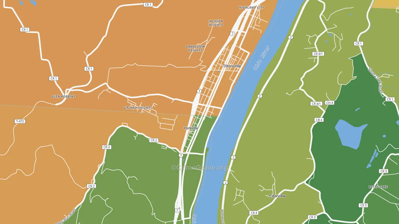 Yorkville, OH Map of Vandalism Rates