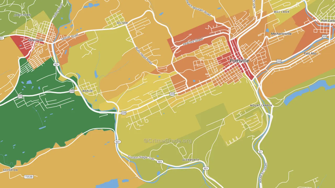 Yorkville, Pottsville, PA Map of Vandalism Rates