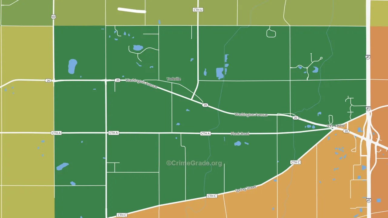 Yorkville, WI Map of Vandalism Rates