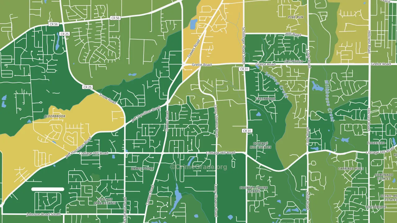 Yorkwood, Mobile, AL Map of Vandalism Rates