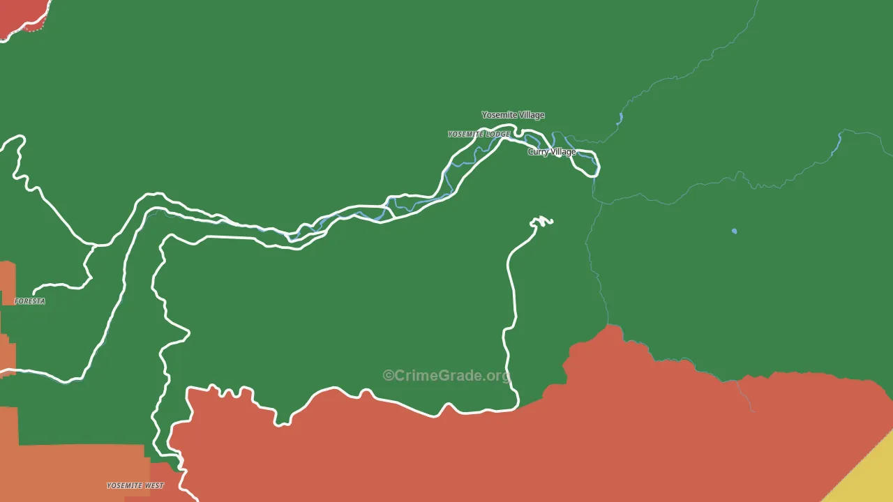 Yosemite National Park, CA Map of Vandalism Rates