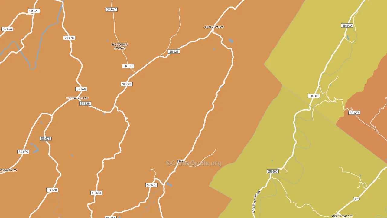 Yost, VA Map of Vandalism Rates