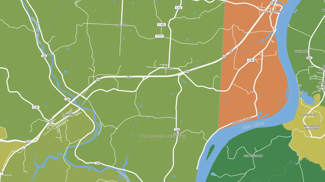 Youba, OH Map of Vandalism Rates