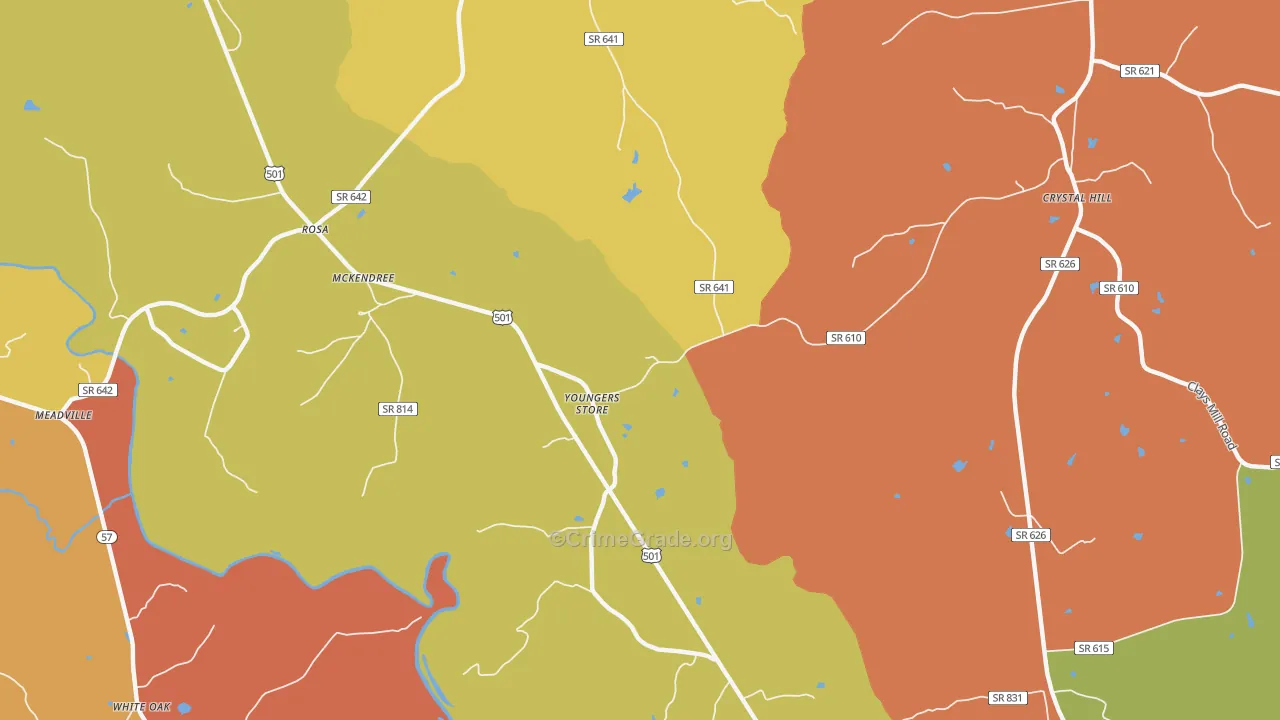 Youngers Store, VA Map of Vandalism Rates