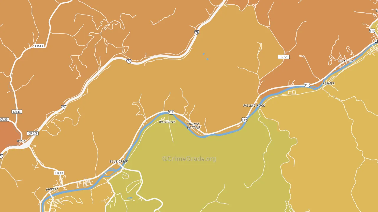 Youngs Bottom, WV Map of Vandalism Rates