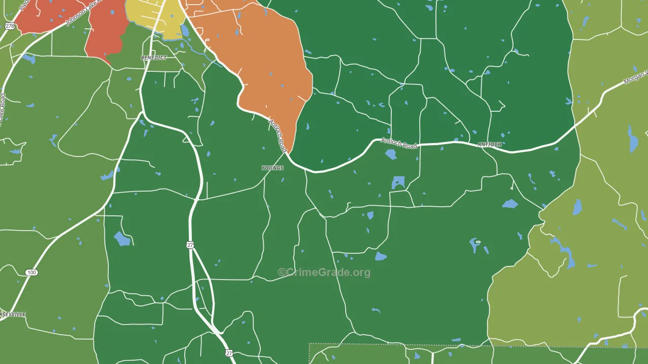 Youngs, GA Map of Vandalism Rates