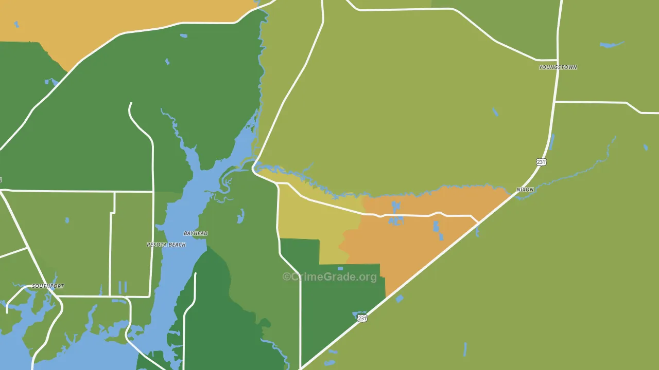 Youngstown, FL Map of Vandalism Rates