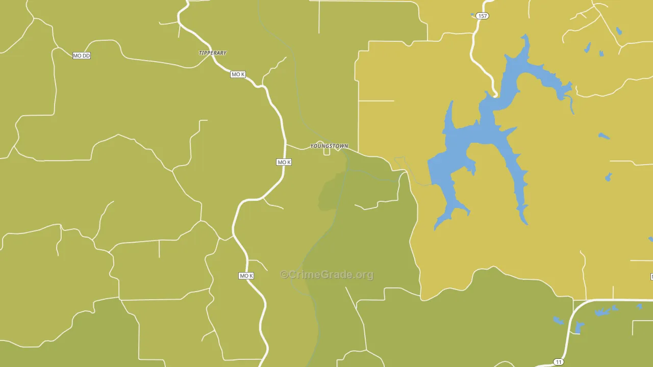 Youngstown, MO Map of Vandalism Rates