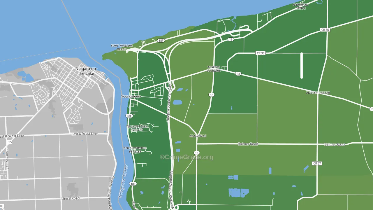 Youngstown, NY Map of Vandalism Rates