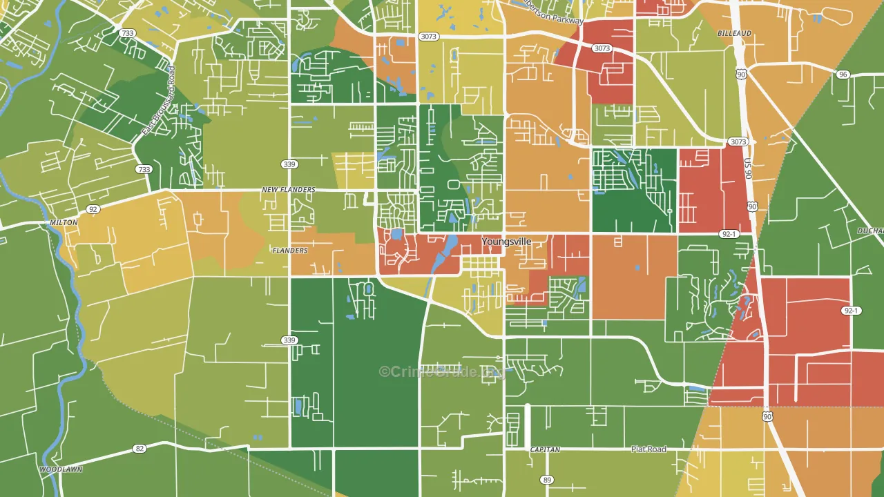 Youngsville, LA Map of Vandalism Rates