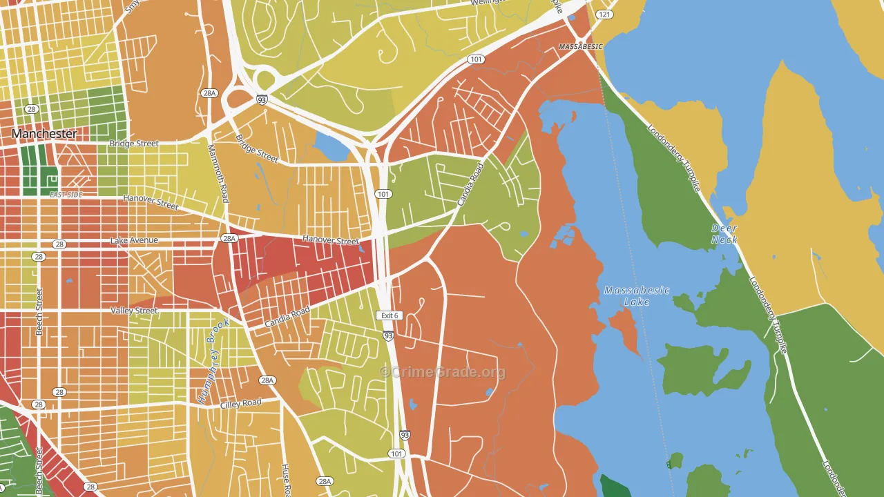 Youngsville, Manchester, NH Map of Vandalism Rates