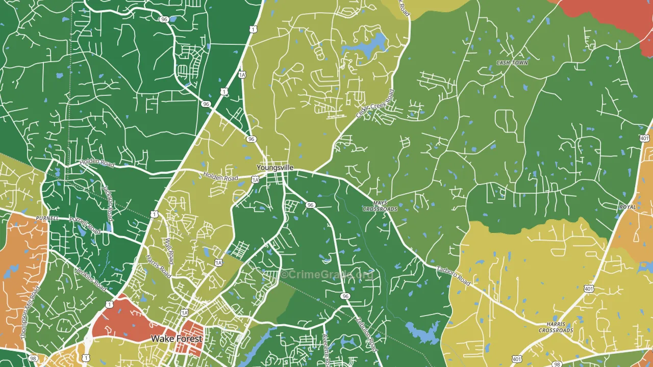 Youngsville, NC Map of Vandalism Rates