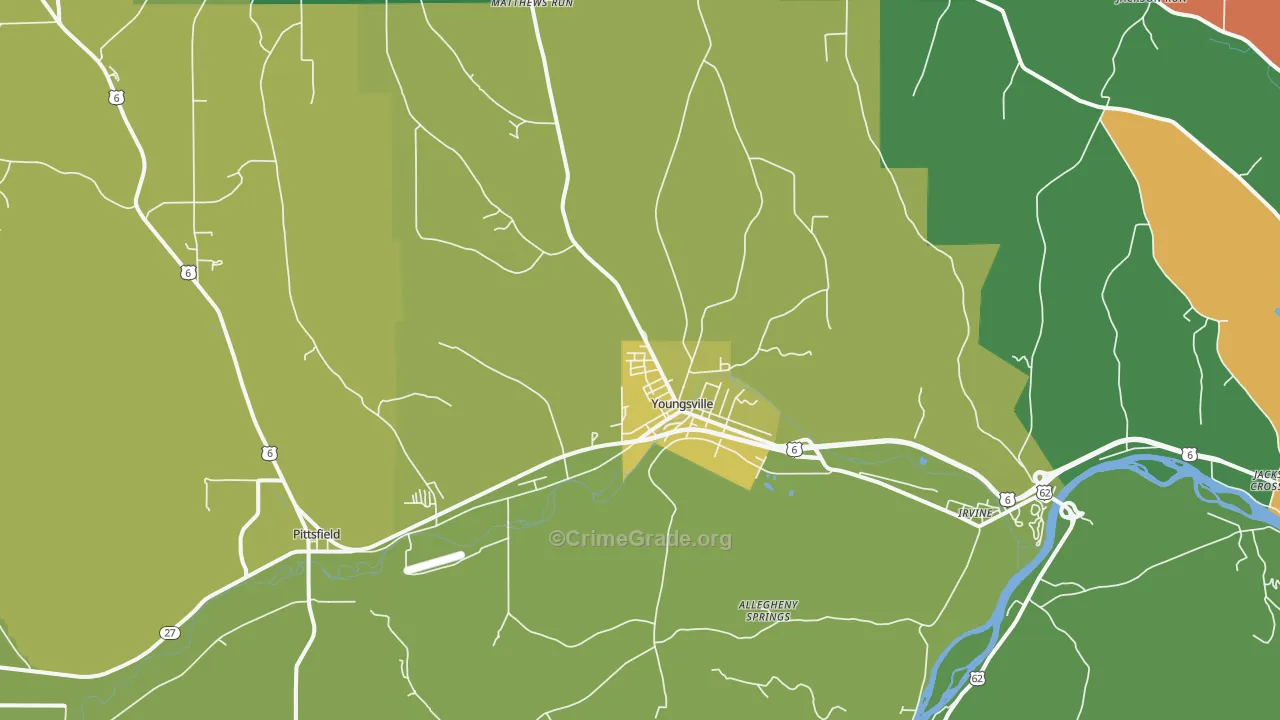 Youngsville, PA Map of Vandalism Rates