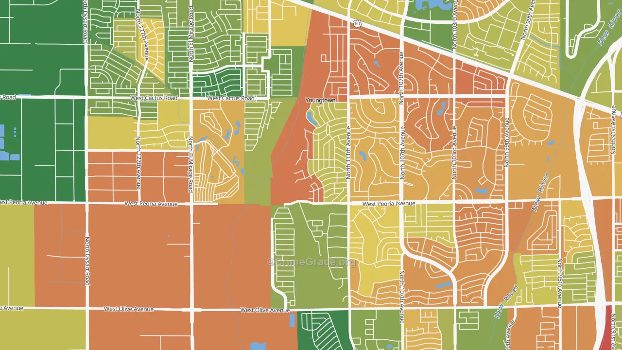 Youngtown, AZ Map of Vandalism Rates