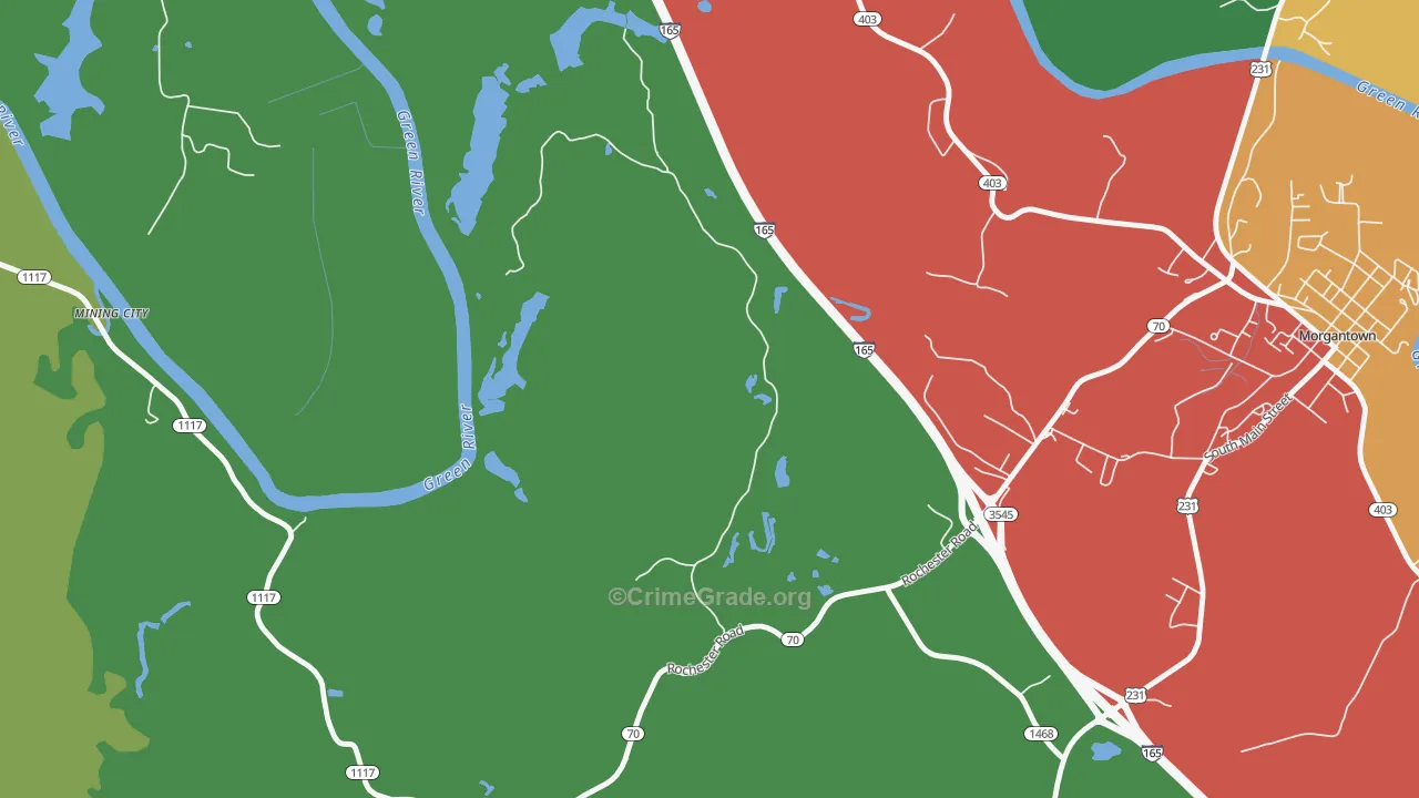 Youngtown, KY Map of Vandalism Rates