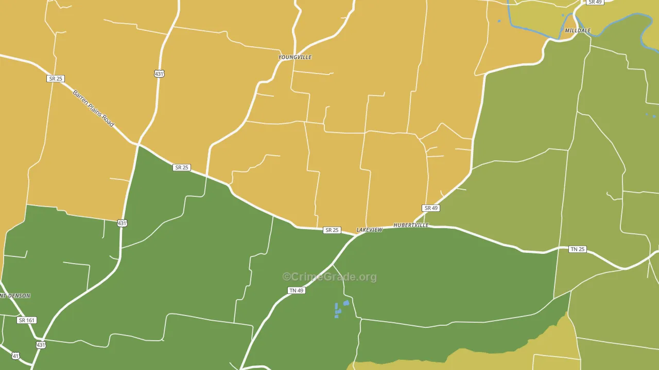 Youngville, TN Map of Vandalism Rates