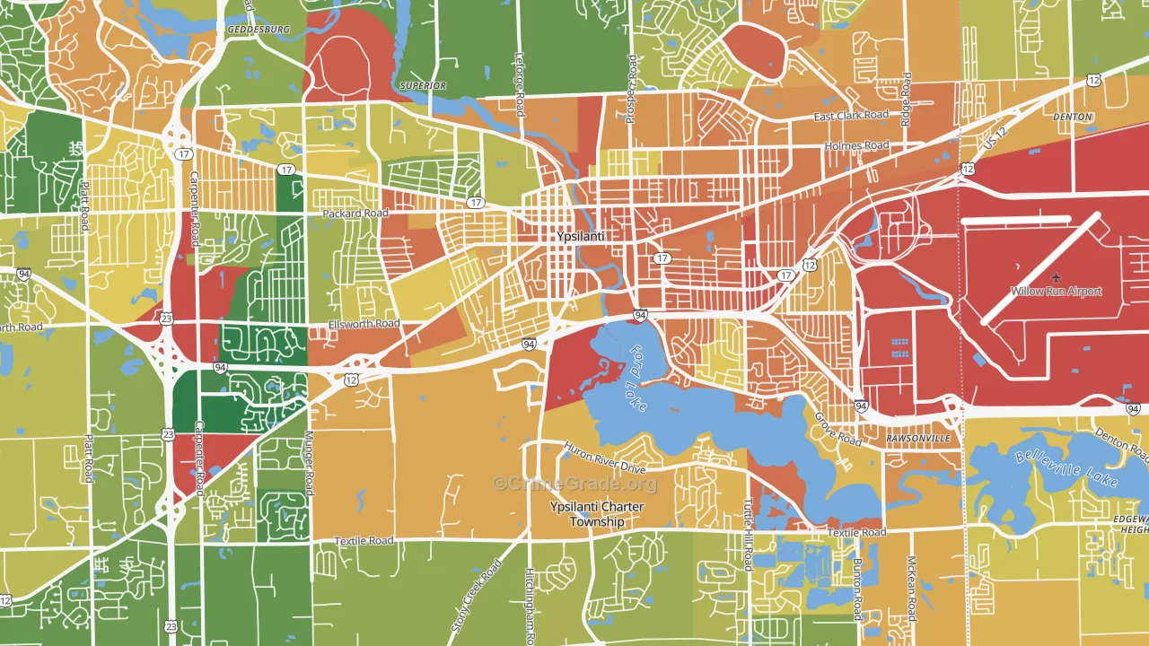 Ypsilanti, MI Map of Vandalism Rates