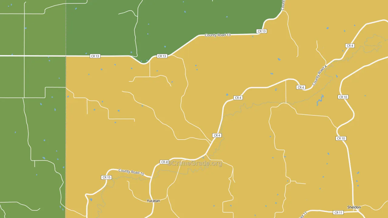 Yucatan, MN Map of Vandalism Rates