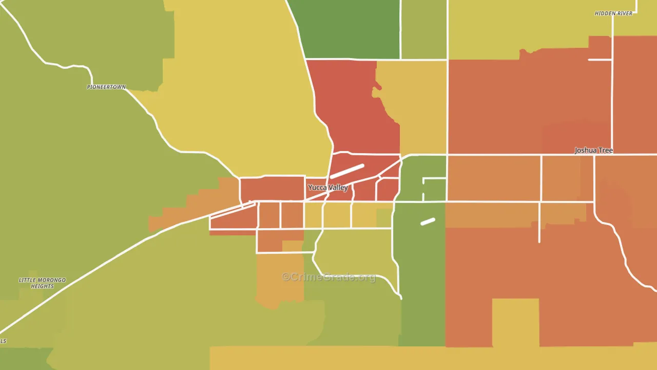 Yucca Valley, CA Map of Vandalism Rates