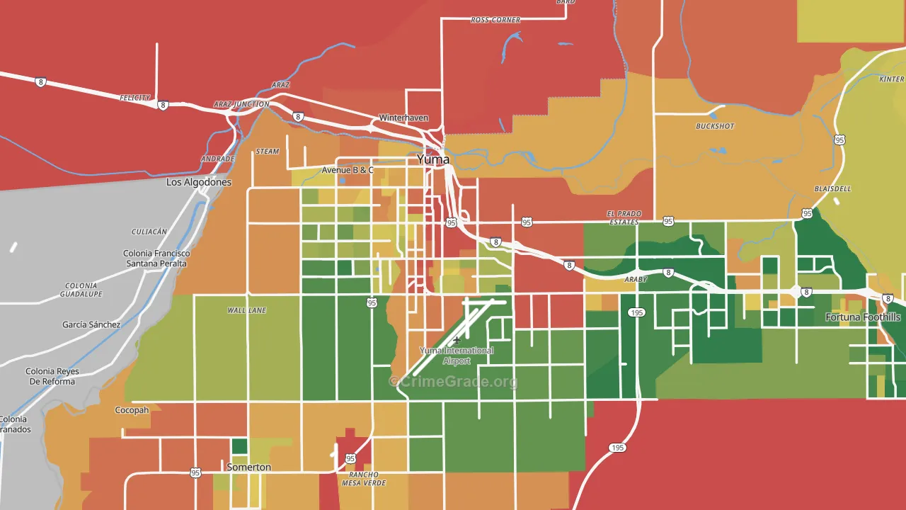 Yuma, AZ Map of Vandalism Rates