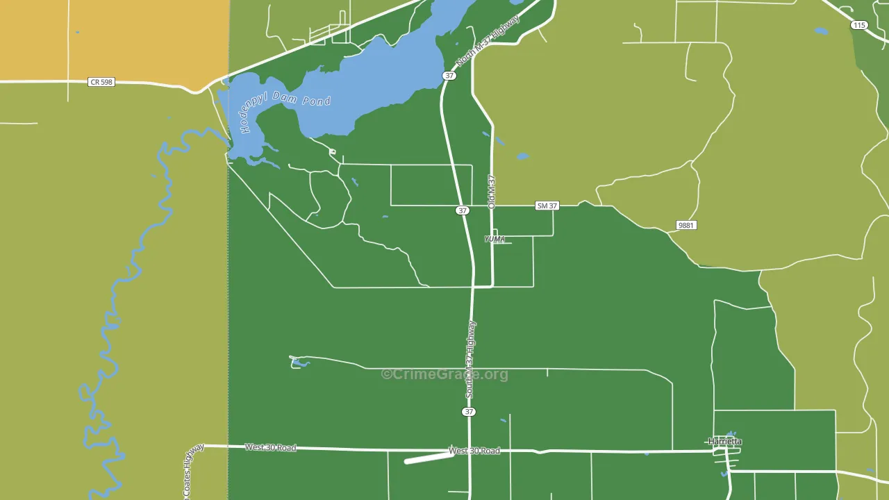 Yuma, MI Map of Vandalism Rates
