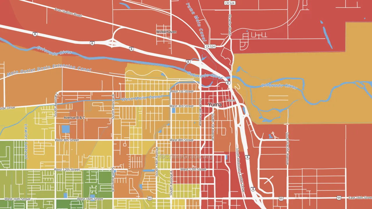 Yuma Townsite, Yuma, AZ Map of Vandalism Rates
