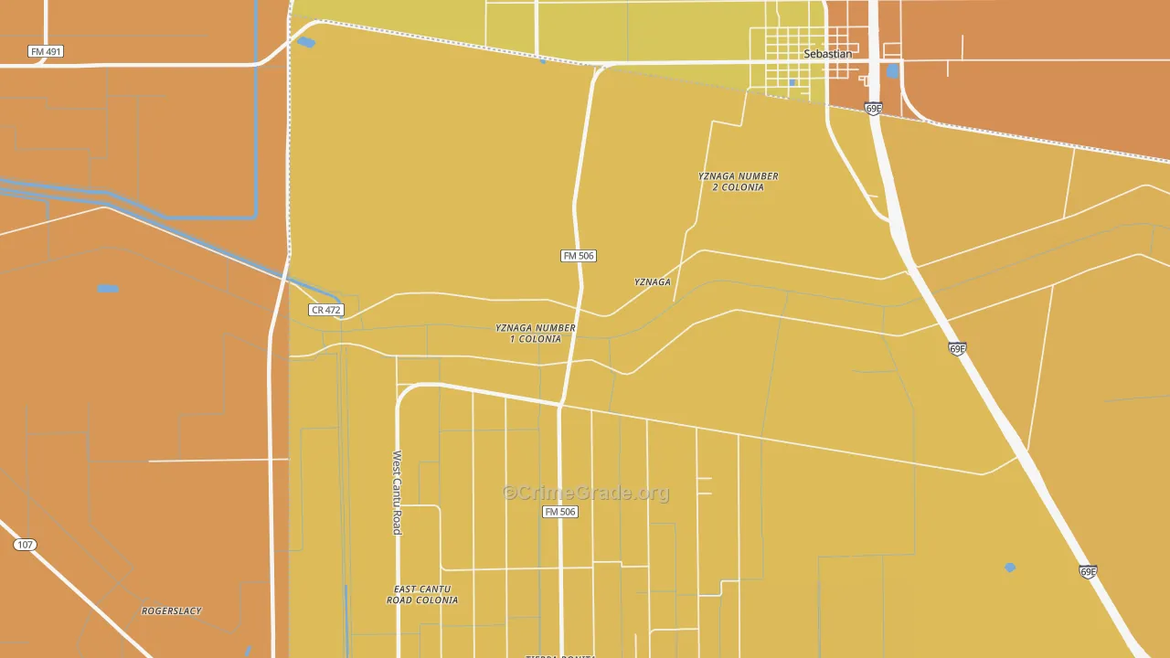 Yznaga, TX Map of Vandalism Rates