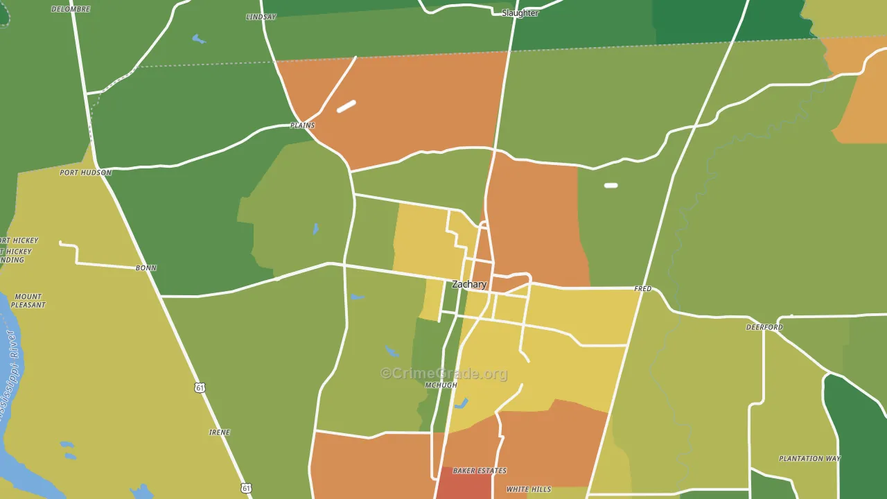 Zachary, LA Map of Vandalism Rates