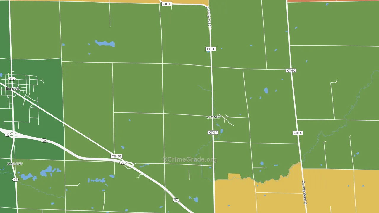 Zachow, WI Map of Vandalism Rates