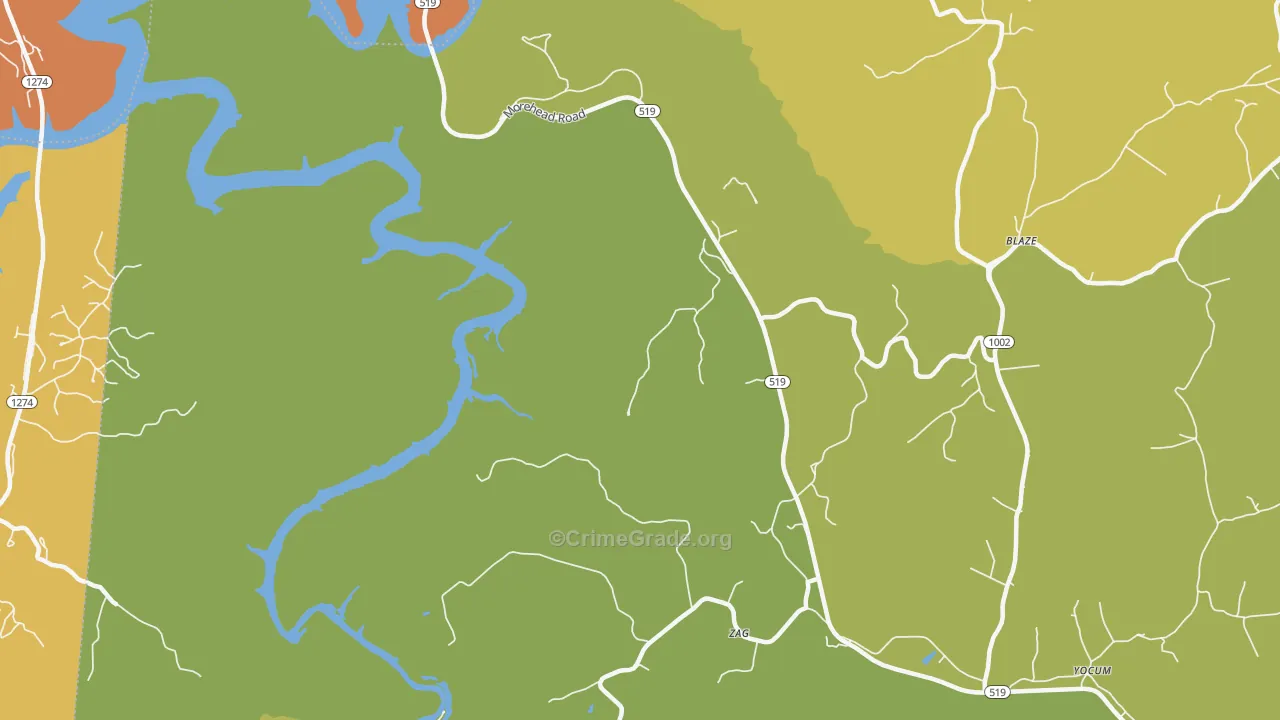 Zag, KY Map of Vandalism Rates